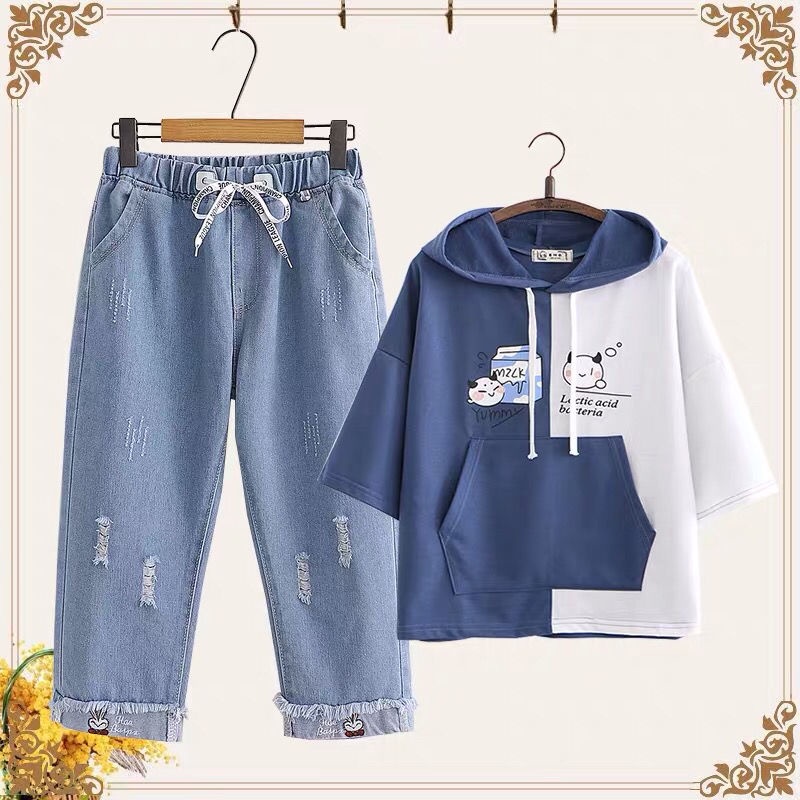 Áo Hoodie Ngắn Tay Thời Trang Mùa Hè Dễ Thương Dành Cho Bé Gái 12 Tuổi 13-15 Tuổi