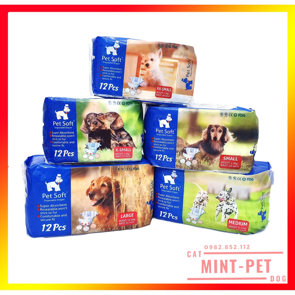 Bỉm Dành Cho Thú Cưng Pet Soft (Bịch 12 Chiếc) Giá Rẻ #MintPet