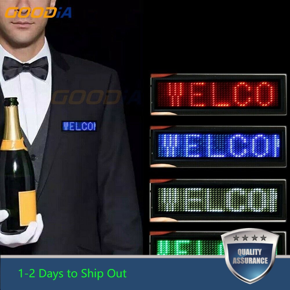Mini LED Digital Programmable Scrolling Name Message Tag Badge Sign 4 Colors