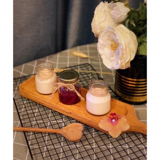 Khay gỗ decor BOMI- Khay gỗ đựng đồ ăn gỗ đỏ hình chữ nhật tay cầm tiện dụng K62