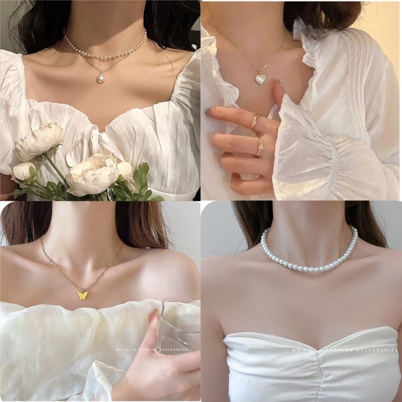 Vòng cổ Mặt Hình Trái Tim Và Bướm Thời Trang Cho Nữ 2022