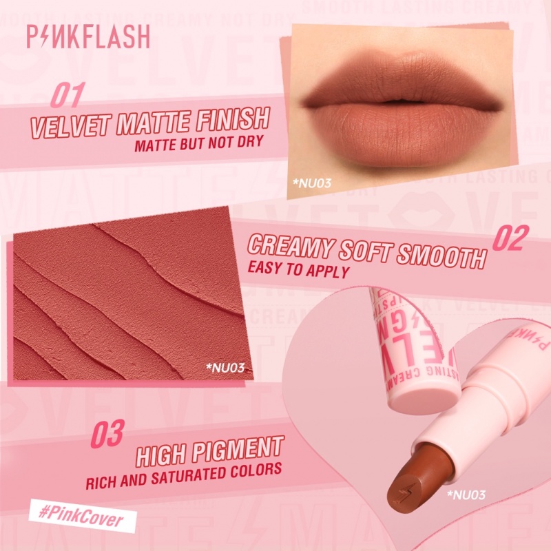 Pinkflash #Son lì mềm mịn lâu trôi lên màu chuẩn PinkCover