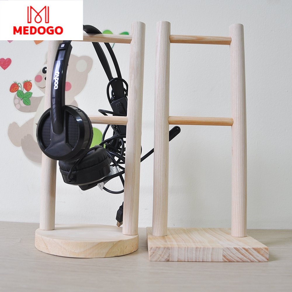 Giá treo tai nghe MEDOGO kệ gỗ đế vuông và tròn chất liệu gỗ thông tự nhiên