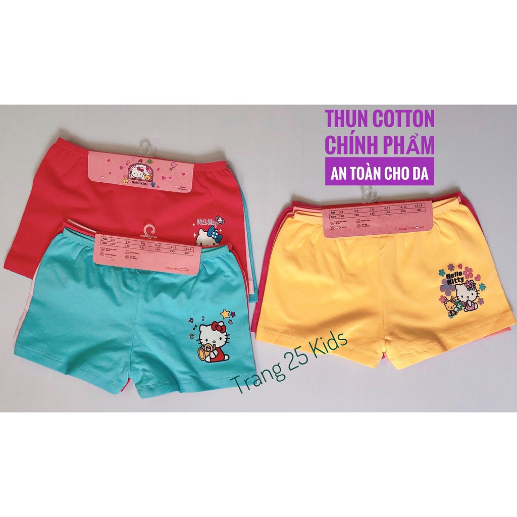 Quần Chip Đùi Bé Gái Thun Cotton Việt Nam sản xuất , Set 3 Quần 60K