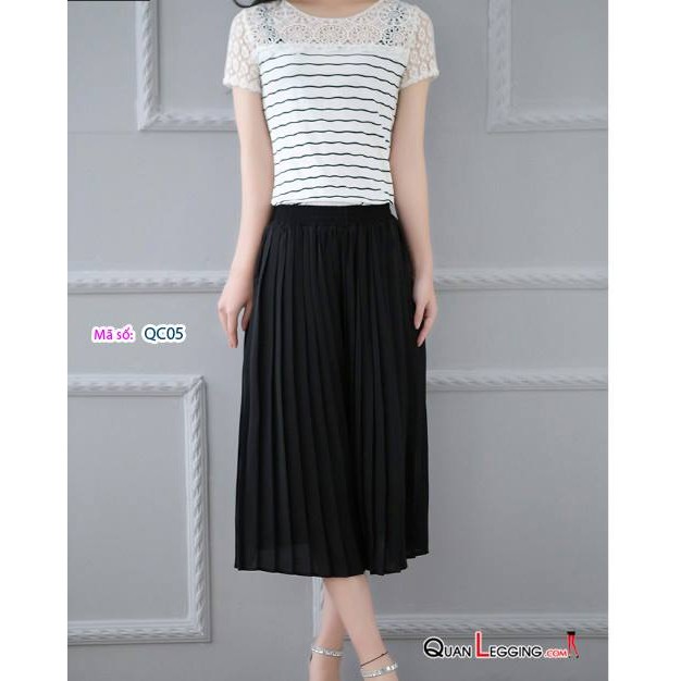 Váy quần xếp ly, quần ống rộng xếp ly, Culottes xếp ly -QC05