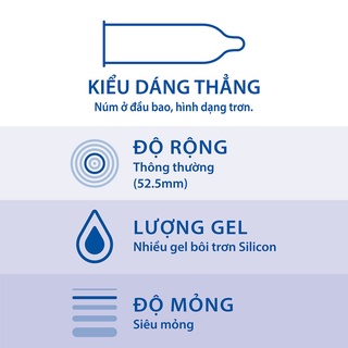 [Tặng 1 Hộp 3C] Bao cao su Durex Invisible Extra Thin Extra Sensitive, BCS Siêu Mỏng, Hộp 10 Cái