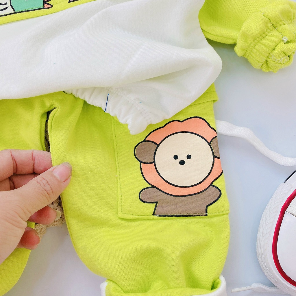 Bồ độ thu đông dài tay cổ trụ khóa kéo cho bé trai và bé gái 8-18kg