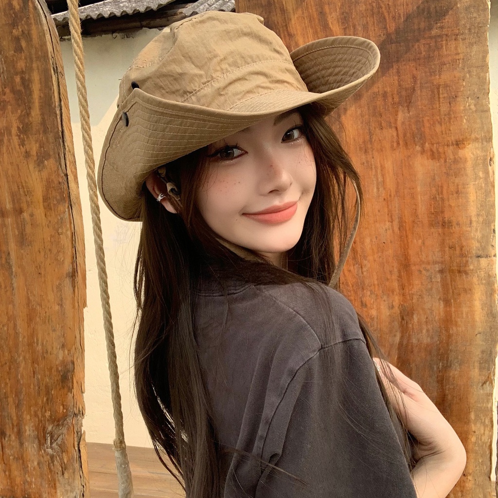 Nón Tai Bèo Vải Mỏng Thoáng Khí Phong Cách Cao Bồi Phương Tây Thời Trang Mùa Hè Cho Nữ