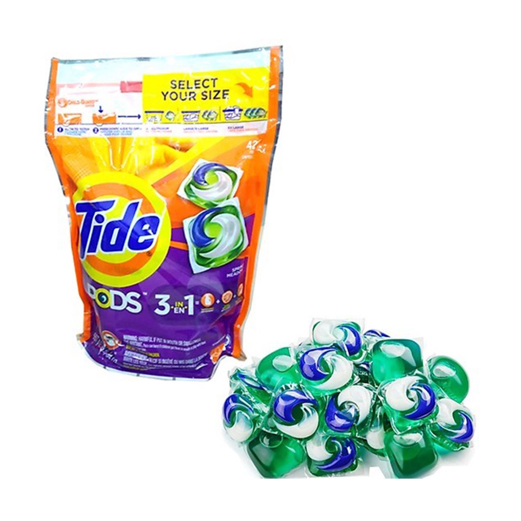 Viên giặt bột giặt Tide Pods của Mỹ bịch 42 viên Spring Meadow