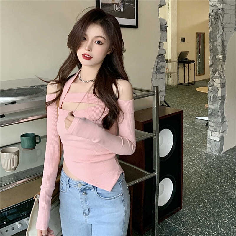 Áo dệt kim tay dài dáng ôm dễ phối đồ thời trang COZOK