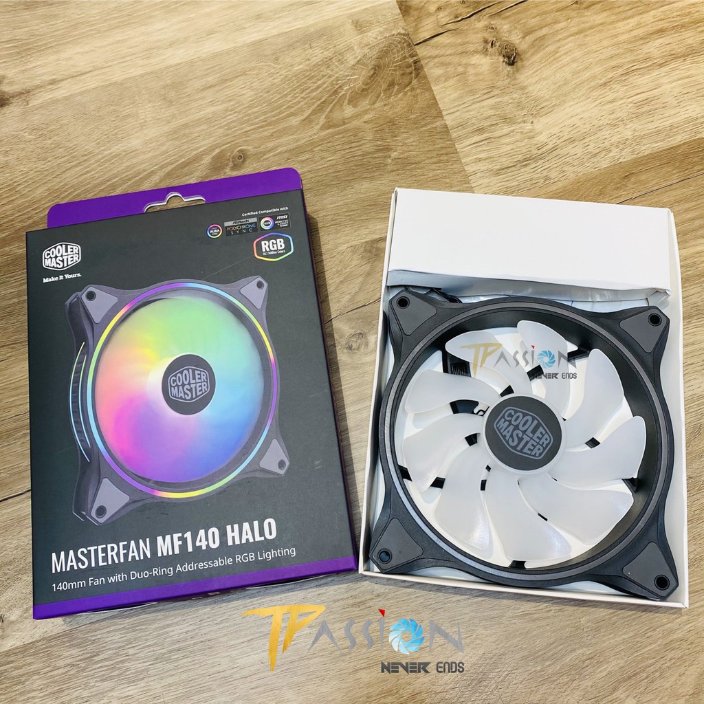 Quạt Fan Case 14cm Cooler Master MasterFan MF140 HALO ARGB - LED Rainbow 2 vòng ring cực đẹp, hiệu năng cao