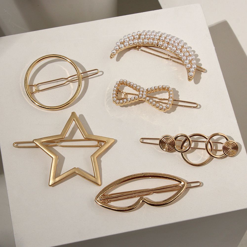 (Hàng Mới Về) Kẹp Tóc Kim Loại Hình Ngôi Sao / Trái Tim Thời Trang Cho Nữ