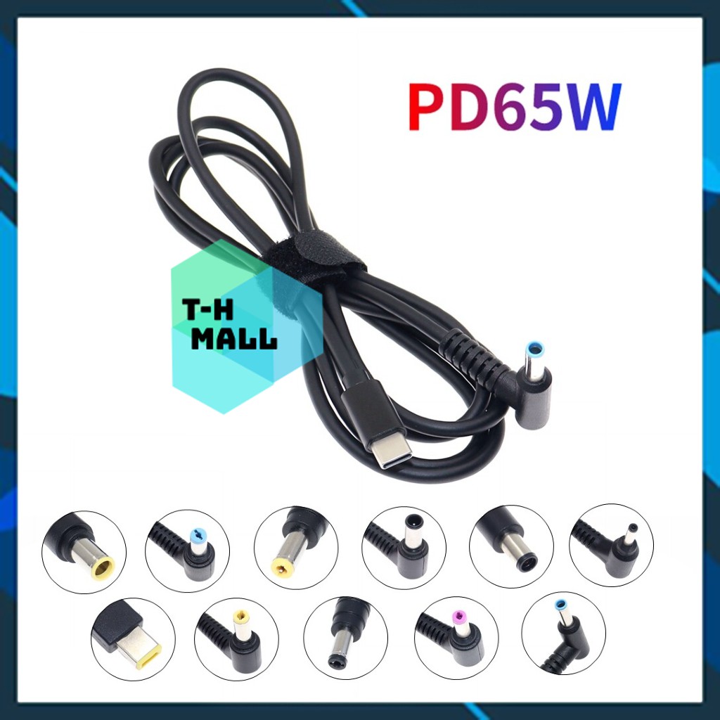 Dây cáp sạc PD USB Type C sang nguồn điện DC cho laptop hỗ trợ công suất 100W