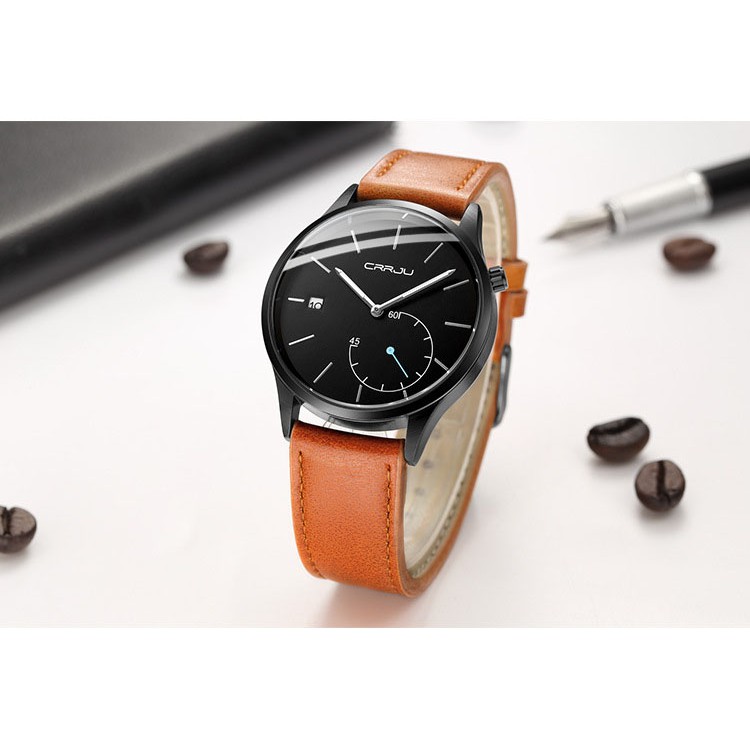 Đồng Hồ Thạch Anh CRRJU 2129L Dây Da Chống Nước Thời Trang Giản Dị Dành Cho Nam