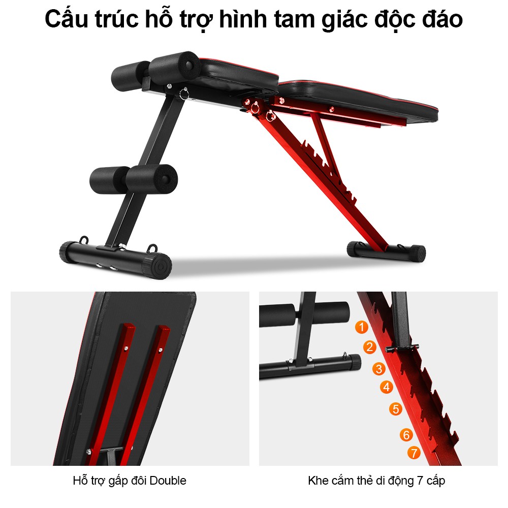 OneTwoFit Ghế tập tạ đa năng Ghế gập bụng chống đẩy tập gym đa năng có thể gấp lại Có thể điều chỉnh độ nghiêng