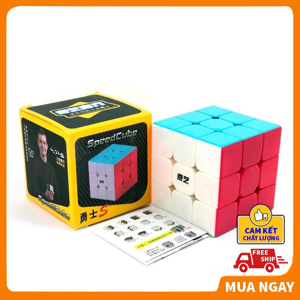 Rubik 3x3 QiYi Warrior S Stickerless Rubic 3 Tầng Không Viền khối lập phương ma thuật