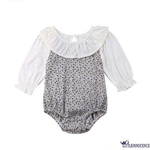 ❤XZQ-Fashion Newborn Infant Baby Girls Cotton Floral Ruffle Long Sleeve Romper Bodysuit Kid Autumn Outfits Clothes