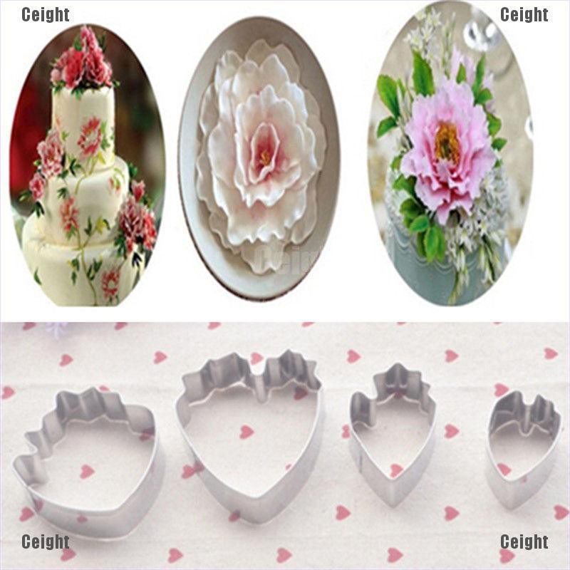 Set 4 Khuôn Cắt Kẹo Mềm Trang Trí Bánh Hình Hoa Mẫu Đơn