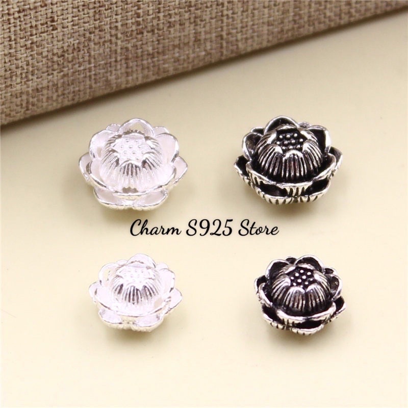 charm bạc mix đá hoa sen bạc s925