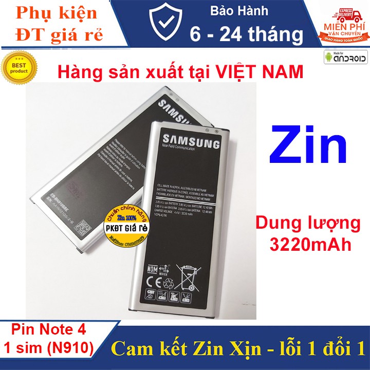 Pin SAMSUNG Note 4_1sim (N910BBE) dung lượng 3220mAh, Hàng SAMSUNG Việt Nam