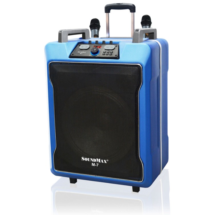 Loa di động Soundmax M7 - 120W (loa kéo trợ giảng, du lịch, hát karaoke): Bluetooth, tặng 2 mic-Hàng Chính Hãng