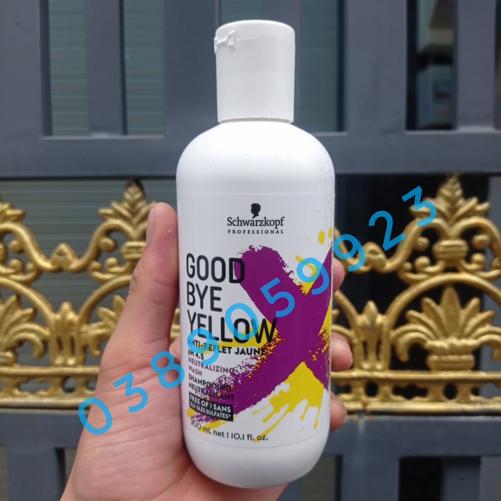 Dầu gội tím Schwarzkopf khử ánh vàng cho tóc trắng bạch kim Goodbye Yellow Shampooing 300ml