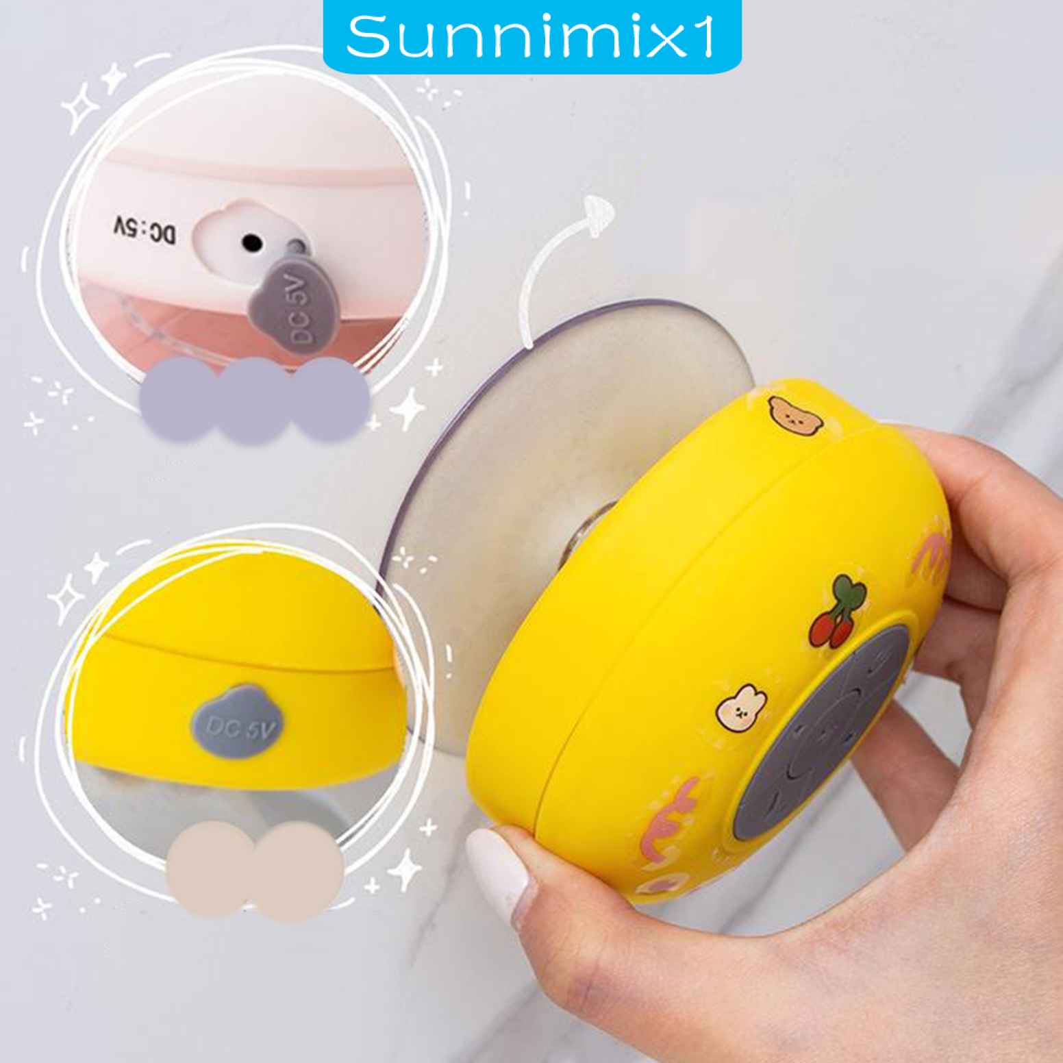 [SUNNIMIX1] Loa bluetooth mini di động, chống nước, loa không dây có hút, thích hợp cho phòng tắm, bể bơi, nhà bếp, phòng khách và ngoài trời.