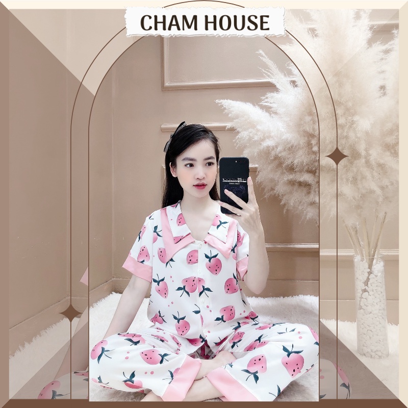 PIJAMA satin lụa, đồ bộ nữ tay ngắn quần dài cao cấp, xinh xắn Piti Shop