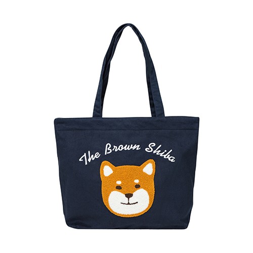 Túi Xách ARTBOX Hàn Quốc Thêu Hình Chú Chó Shiba Màu Navy