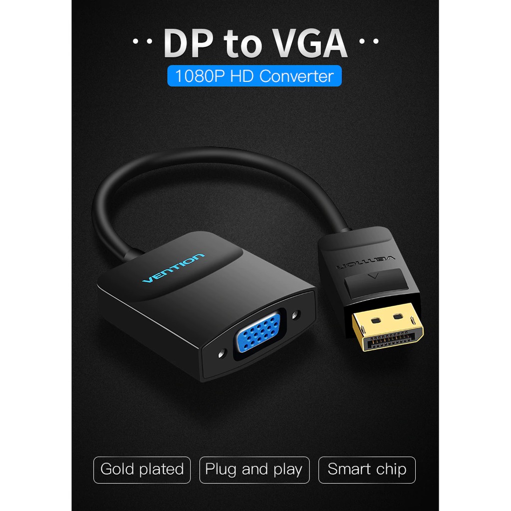 Vention Displayport DP To VGA 1080P HD Converter Adapter For Laptop Computer TV Monitor Projector