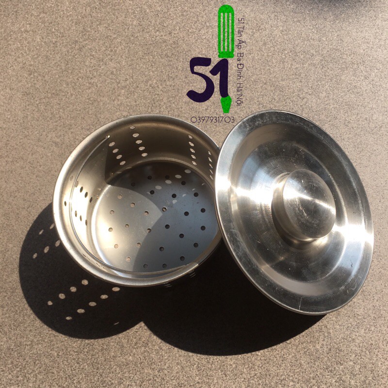 Nắp đậy + rọ chắn rác inox chậu rửa bát loại to