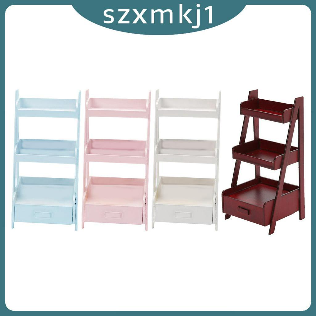 Kệ Gỗ 3 Tầng Mini Trưng Bày Chậu Hoa Trang Trí Phong Cảnh Phòng Búp Bê 1 / 12