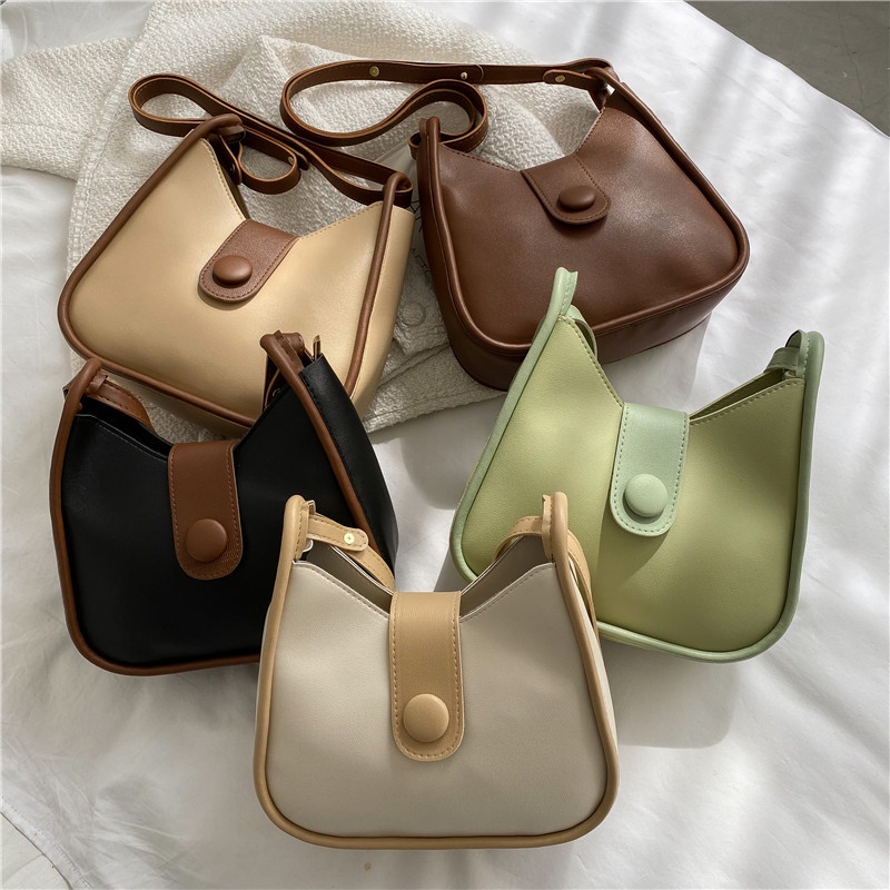 Túi Đeo Chéo Màu Trơn Phong Cách Phương Tây Thời Trang Mùa Xuân 2022 Dành Cho Nữ