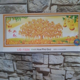 Tranh đính đá cây tiền Vinh hoa phú quý LG-1324 size 132x54cm