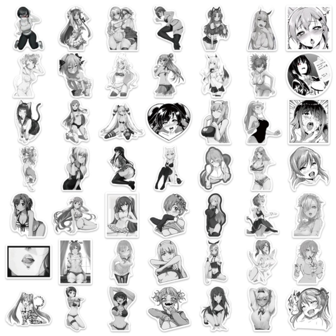 Combo Sticker SEXY GIRL TRẮNG ĐEN nhựa PVC không thấm nước, dán nón bảo hiểm, laptop, điện thoại, Vali, xe