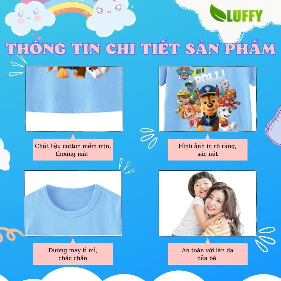 Áo thun bé trai Luffy Store cộc tay in hình Pokemon chất cotton thoáng khí Quần áo trẻ em từ 8-35kg ALUF96