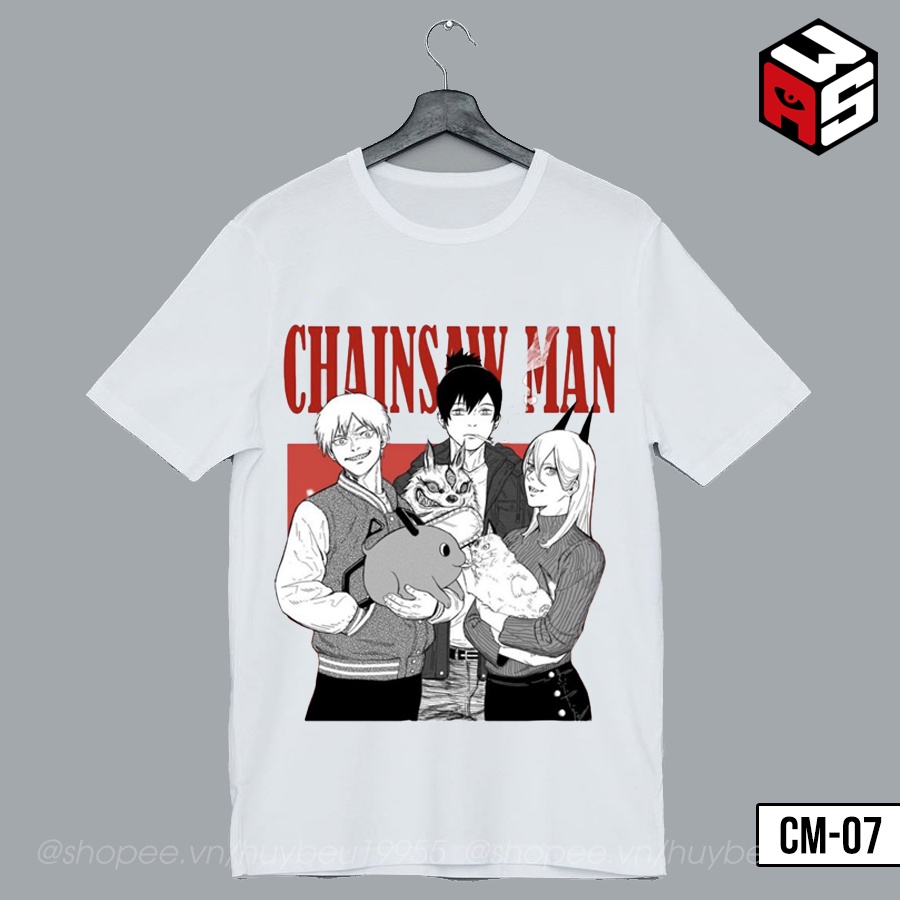 Áo thun Chainsaw man, áo phông in hình anime chainsawman, denji, power, aki, makima cotton giá rẻ
