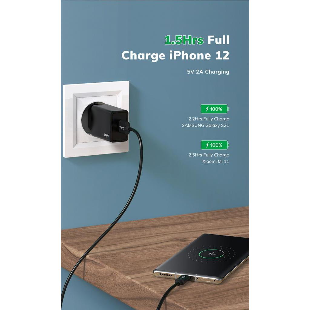 Củ Sạc topk b25 10w usb Chất Lượng Cao Cho samsung xiaomi huawei