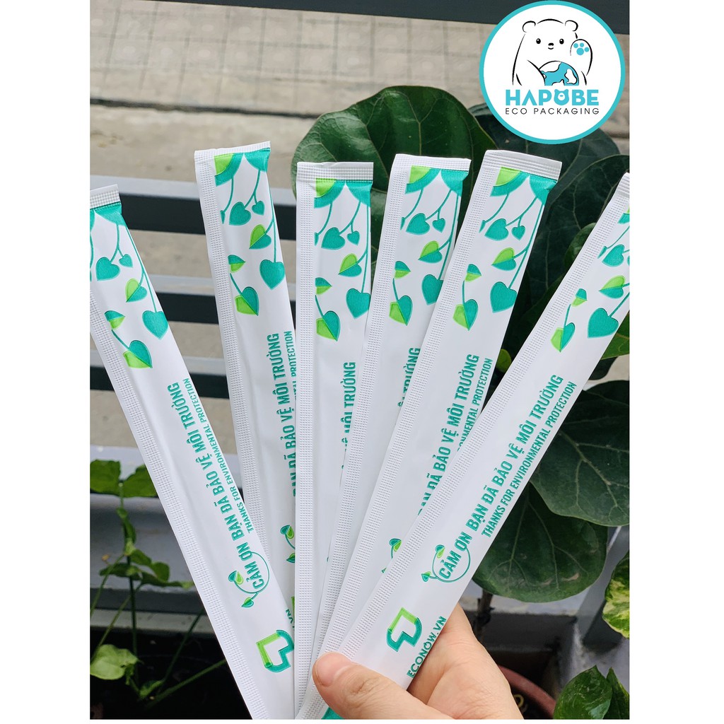 Combo 100 đũa gỗ vỏ giấy có tăm econow WZD006