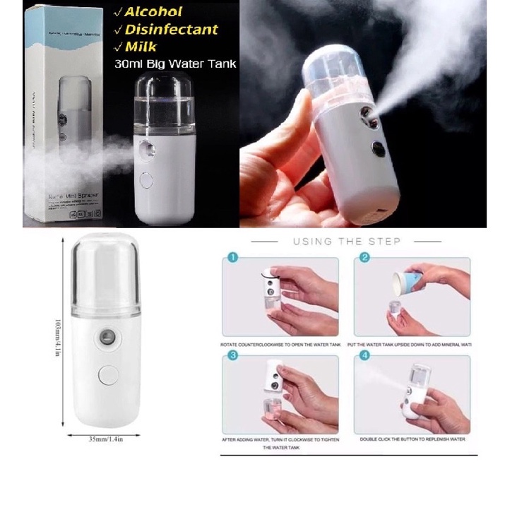 Máy xông tinh dầu mặt mini cầm tay làm sạch mặt mũi họng, phun sương xịt khuẩn khoáng Nano giá rẻ MUNTECH MX01