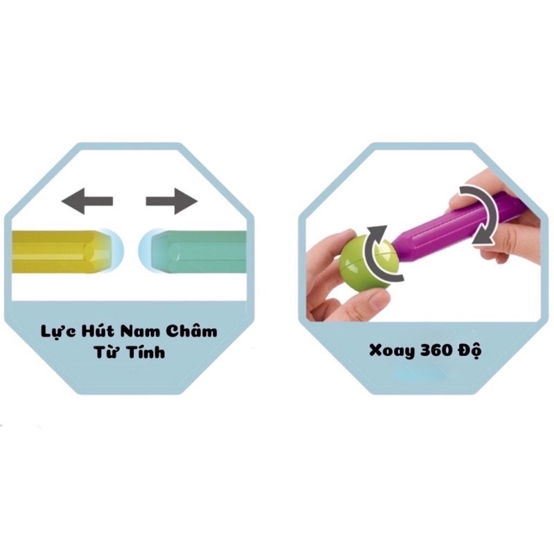 [HOT SÁNG TẠO 2021]Đồ Chơi Xếp Hình Nam Châm Thông Minh Cao Cấp dạng que tròn Phát huy sáng tạo của bé Magnetic Stick