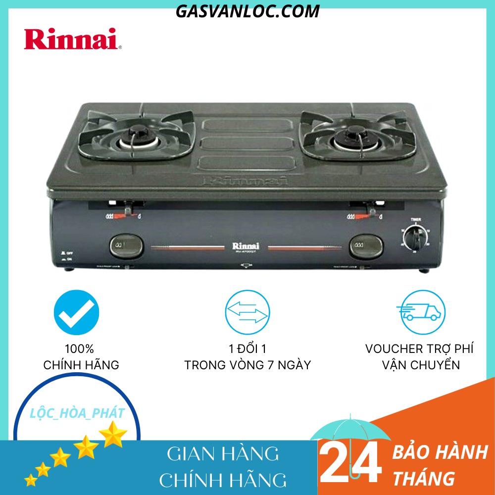 Bếp ga đôi Rinnai RV-4700(G)N - Đánh lửa IC - Ngắt ga tự động - Hàng chính hãng
