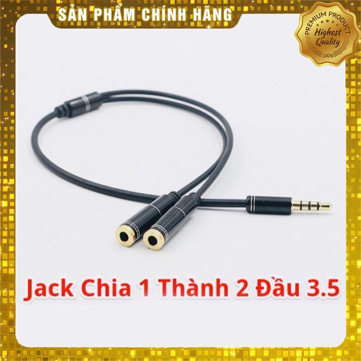 Dây Chia Jack Loa Chuẩn 3.5 Từ 1 Ra 2 Đầu Mạ Vàng Cho 2 Loa Hoặc 2 Tai Nghe ( 4 khấc)