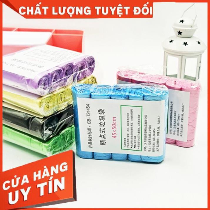 (Video Clip)  Set 5 Cuộn Túi Đựng Rác Sinh Học Tự Phân Hủy Nhiều Màu Siêu Dai Co Giãn Tốt Bảo Vệ Môi Trường Dễ Sử Dụng