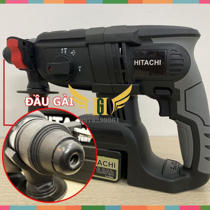 Máy Khoan Đục Bê Tông Hitachi 118V, không chổi than 2 Pin+Tặng Mũi Khoan Đục Như Hình
