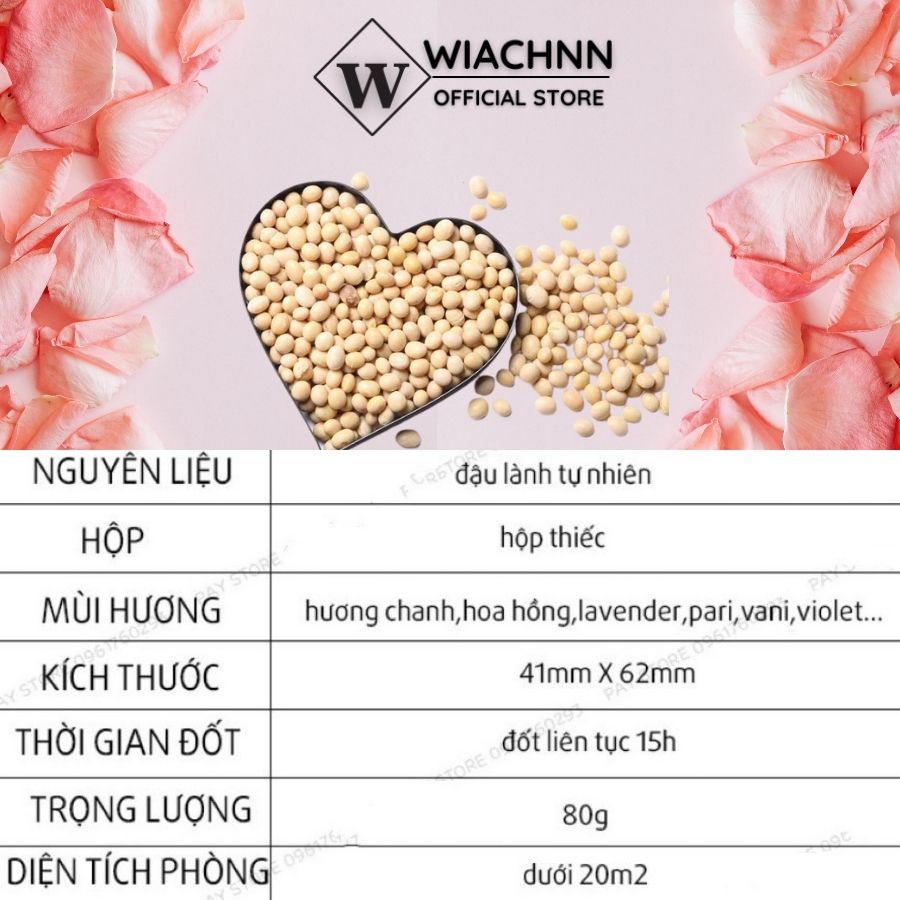 Nến Thơm Hoa Khô  WIACHNN Sáp Đậu Nành Thiên Nhiên An Toàn Khử Mùi Thư Giãn 80g