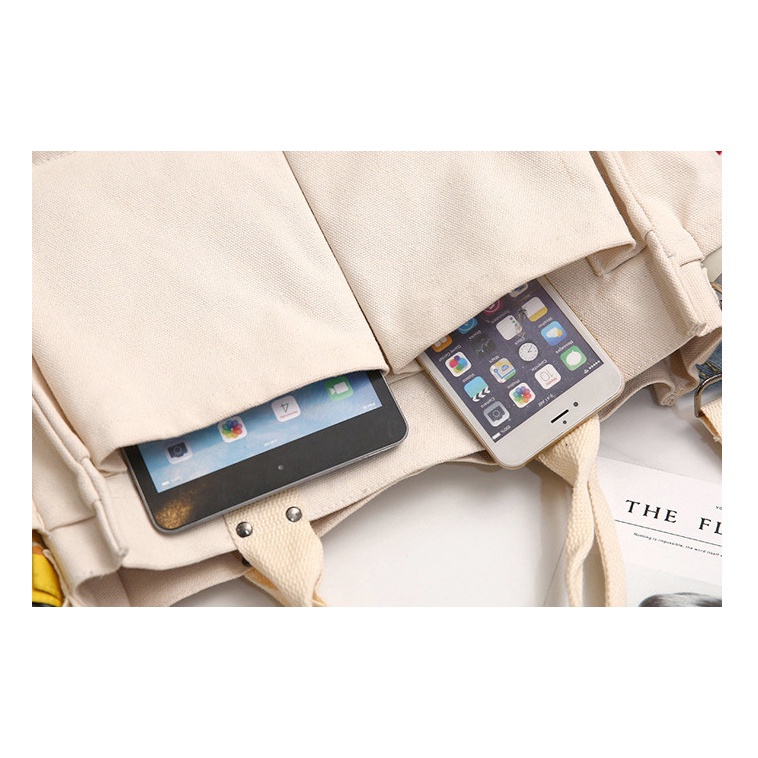 Túi Xách canvas Nhiều Ngăn Sức Chứa Lớn Mẫu Mới 2022 Phong Cách Hàn Quốc Cho Nữ