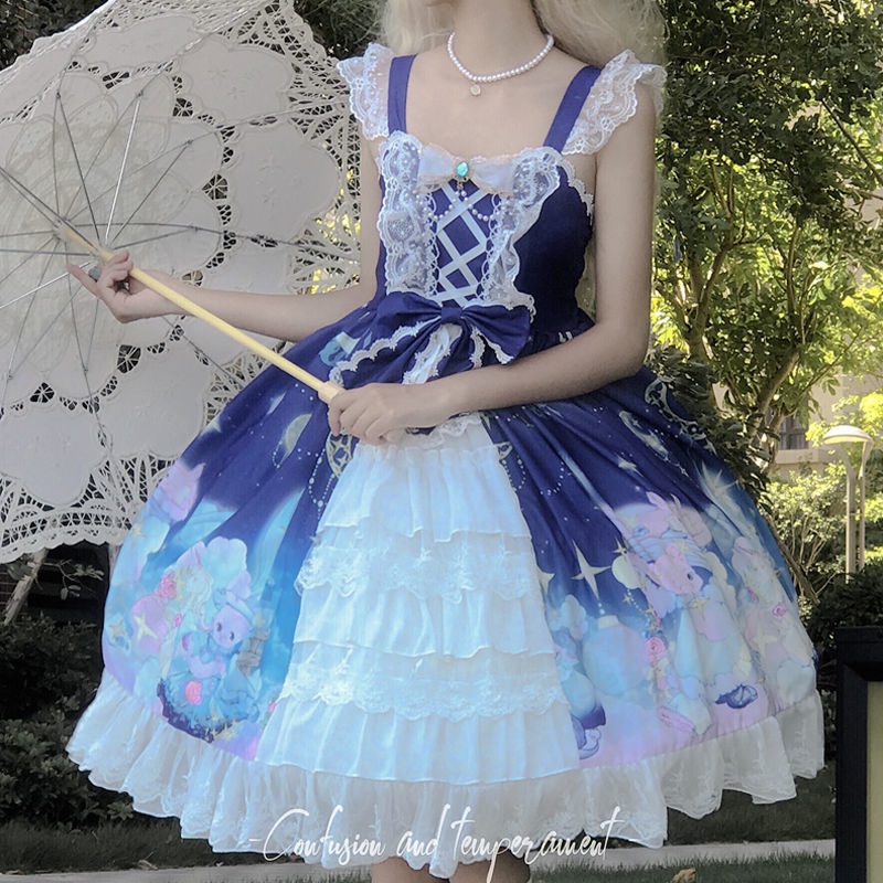 (Tủ Quần Áo Airy) Đầm Lolita Thiết Kế Giấc Mơ Thiết Kế Mơ Mộng Jsk Cho Nữ (Spot)