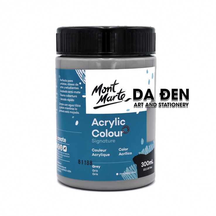 [DA ĐEN] Màu Mont Marte Signature Acrylic Colour 300ml (10.1-oz) - Grey