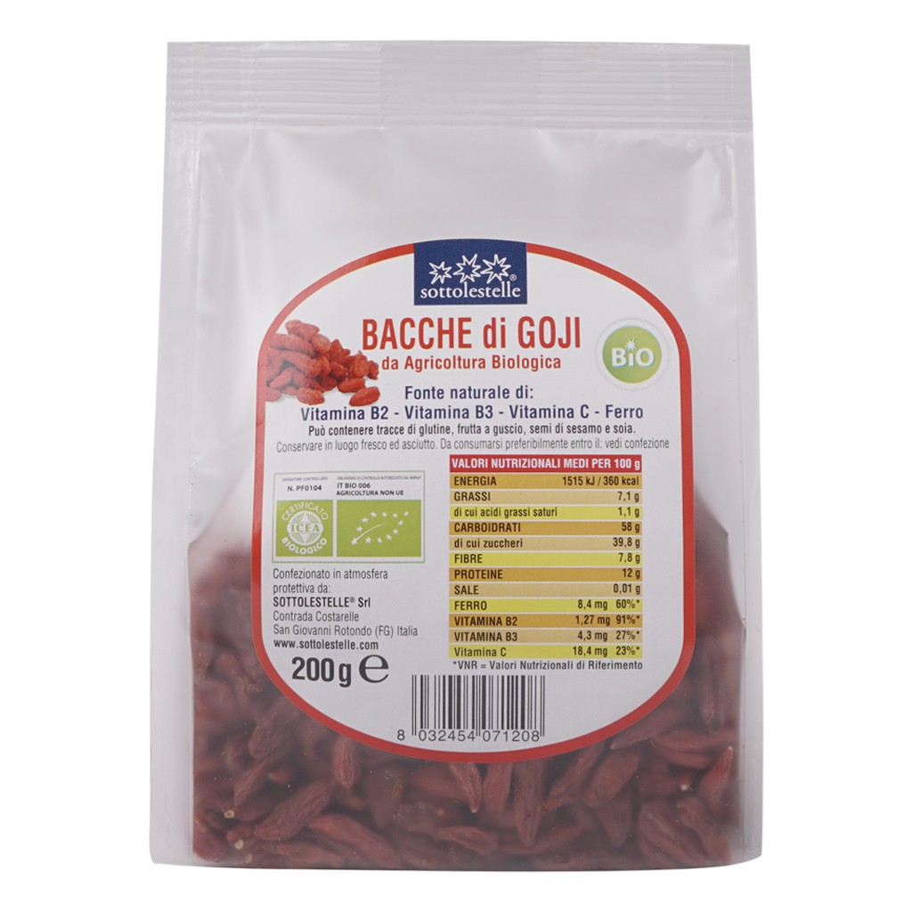 Kỷ tử hữu cơ Sottolestelle 200g - Organic Goji Berries